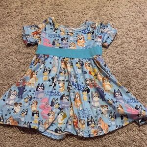 Charming Cartoon Character Kids Dress in Blue